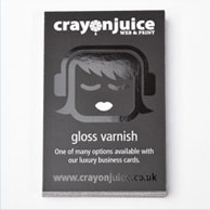 Luxury 400gsm Business Card with spot varnish, die cut and rounded corners.