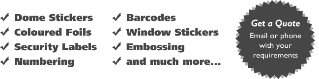Domed stickers and speciality labels
